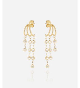 Boucles d'oreilles Teresa en acier PVD jaune et oxydes de zirconium ZAG bijoux, SEX25197-01WHT
