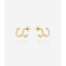 Boucles d'oreilles Xavi en acier PVD jaune et oxydes de zirconium ZAG bijoux, SEX25475-01WHT