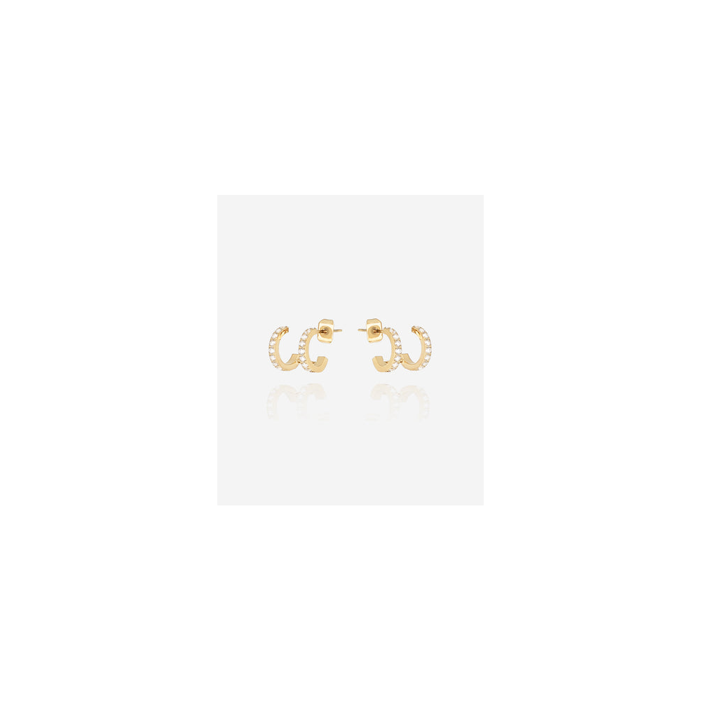 Boucles d'oreilles Xavi en acier PVD jaune et oxydes de zirconium ZAG bijoux, SEX25475-01WHT