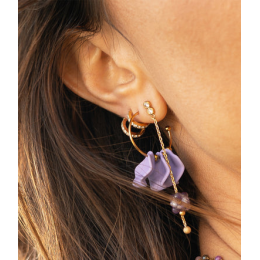 Les Boucles d'oreilles Xavi en acier PVD jaune et oxydes de zirconium ZAG bijoux, SEX25475-01WHT
