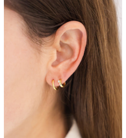 Les Boucles d'oreilles Blasa en acier PVD jaune et oxydes de zirconium ZAG bijoux, SEX25478-01WHT