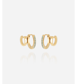 Boucles d'oreilles Uria en acier PVD jaune et oxydes de zirconium ZAG bijoux, SEX25482-01AQU