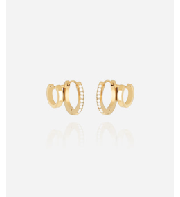 Boucles d'oreilles Uria en acier PVD jaune et oxydes de zirconium ZAG bijoux, SEX25482-01WHT