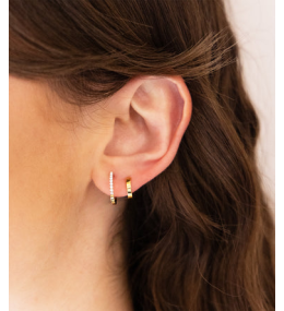 Les Boucles d'oreilles Uria en acier PVD jaune et oxydes de zirconium ZAG bijoux, SEX25482-01WHT
