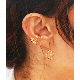 La Bague d'oreille Gabriela en acier PVD jaune et oxydes de zirconium ZAG bijoux, SLK25188-01WHT