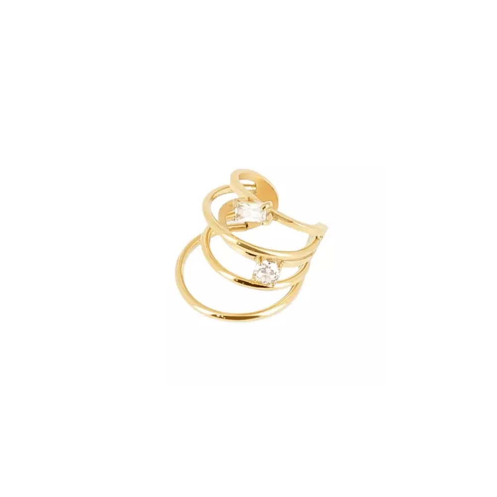 Bague d'oreille Gabriela en acier PVD jaune et oxydes de zirconium ZAG bijoux, SLK25188-01WHT
