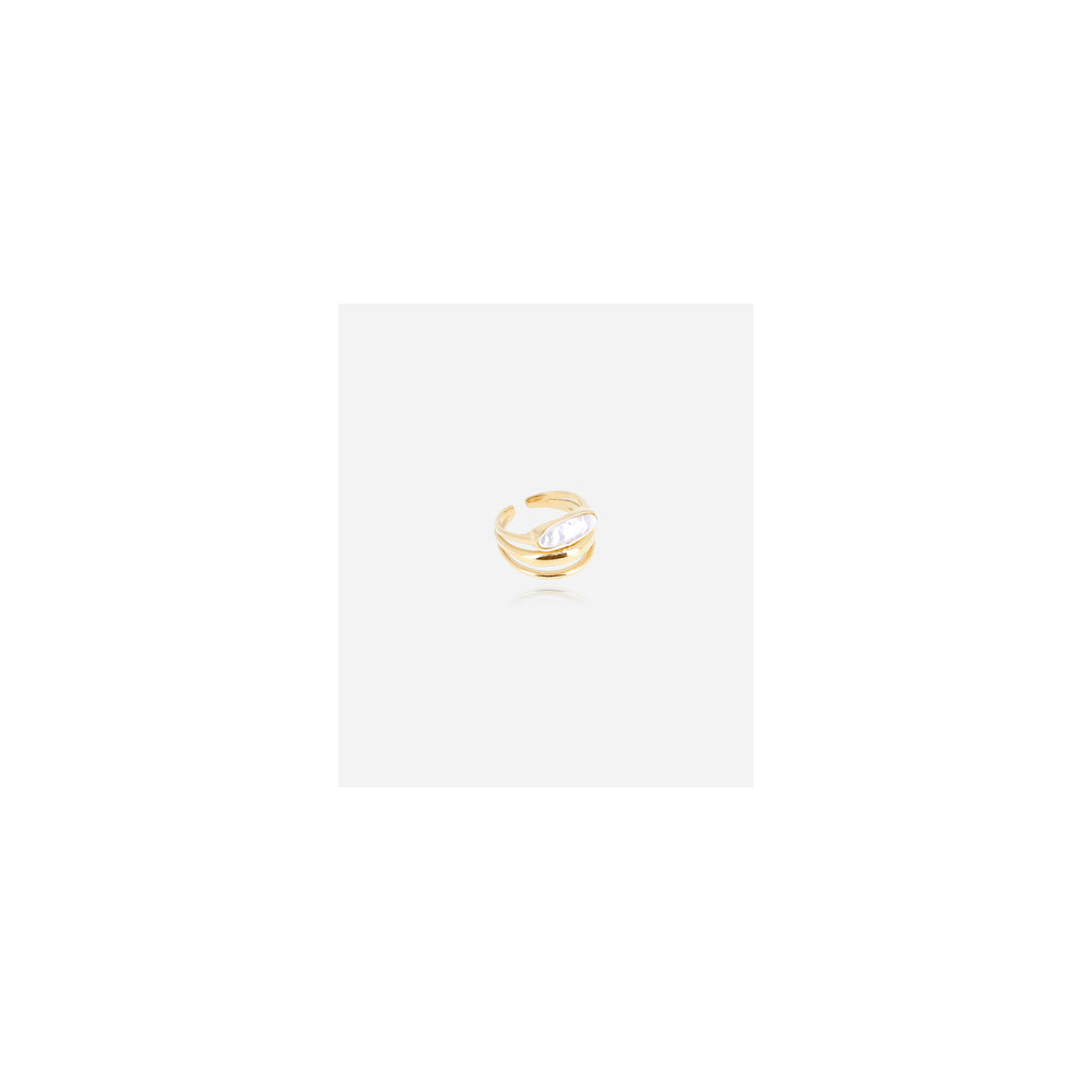 Bague ajustable Nacar en acier PVD jaune et nacre ZAG bijoux, SRL23259-01SEL