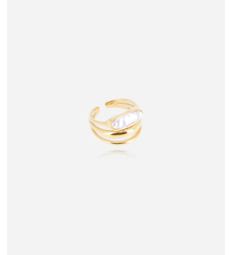 Bague ajustable Nacar en acier PVD jaune et nacre ZAG bijoux, SRL23259-01SEL