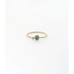 Bague ajustable Spoutnik en acier PVD jaune et malachite ZAG bijoux, SRR10639-01GRN