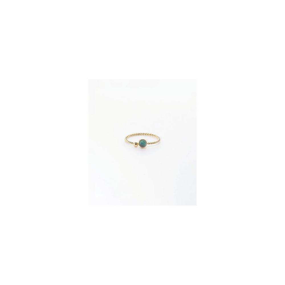 Bague ajustable Spoutnik en acier PVD jaune et malachite ZAG bijoux, SRR10639-01GRN