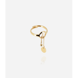 Bague ajustable Hoya en acier PVD jaune ZAG bijoux, SRR24502-01UNI