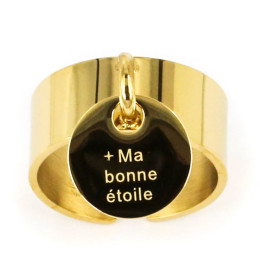 La Bague ajustable Ma bonne étoile en acier PVD jaune ZAG bijoux, SRR3470-01UNI
