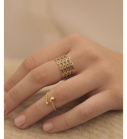 La Bague ajustable Soto en acier PVD jaune ZAG bijoux, SRR6330-01UNI
