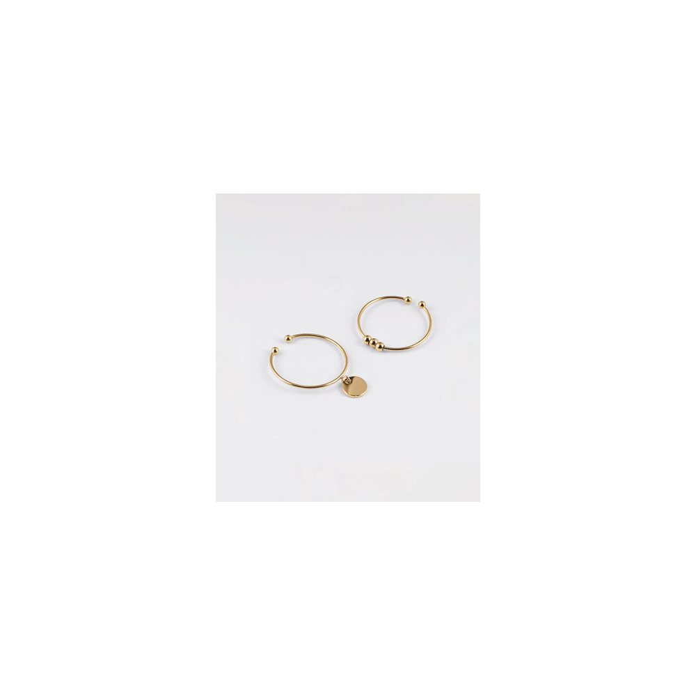 Bague ajustable Atomium en acier PVD jaune et nacre ZAG bijoux, SRX9032-01UNI
