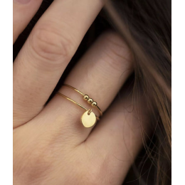 La Bague ajustable Atomium en acier PVD jaune et nacre ZAG bijoux, SRX9032-01UNI