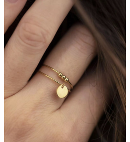 La Bague ajustable Atomium en acier PVD jaune et nacre ZAG bijoux, SRX9032-01UNI