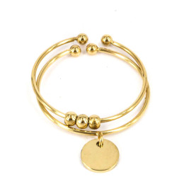 La Bague ajustable Atomium en acier PVD jaune et nacre ZAG bijoux, SRX9032-01UNI