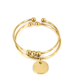 La Bague ajustable Atomium en acier PVD jaune et nacre ZAG bijoux, SRX9032-01UNI