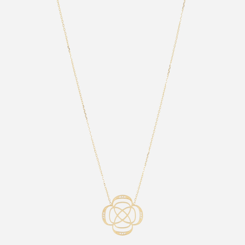 Collier Medium trèfle en acier PVD jaune et oxydes de zirconium ZAG bijoux, SNM24505-01WHT
