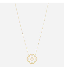 Collier Medium trèfle en acier PVD jaune et oxydes de zirconium ZAG bijoux, SNM24505-01WHT