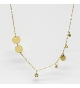 Collier Kiso en acier PVD jaune et oxyde de zirconium ZAG bijoux, SNS12196-01UNI