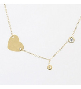Collier Ama en acier PVD jaune et oxyde de zirconium ZAG bijoux, SNS12319-01UNI