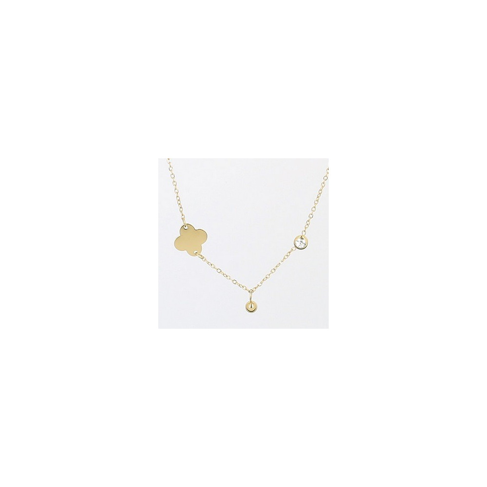 Collier Court en acier PVD jaune et oxyde de zirconium ZAG bijoux, SNS12323-01UNI