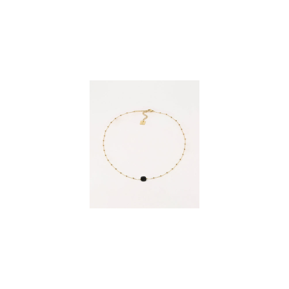 Collier Pablo en acier PVD jaune et onyx noir ZAG bijoux, SNS15220-01BLK
