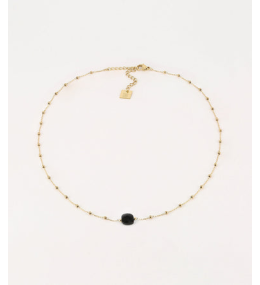 Collier Pablo en acier PVD jaune et onyx noir ZAG bijoux, SNS15220-01BLK