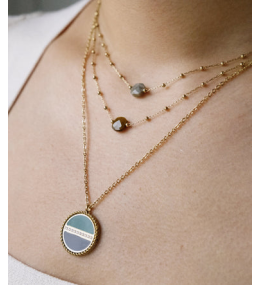 Le Collier Pablo en acier PVD jaune et onyx noir ZAG bijoux, SNS15220-01BLK