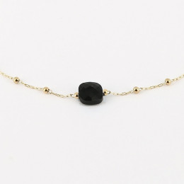 Le Collier Pablo en acier PVD jaune et onyx noir ZAG bijoux, SNS15220-01BLK