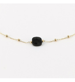 Le Collier Pablo en acier PVD jaune et onyx noir ZAG bijoux, SNS15220-01BLK
