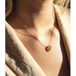 Le Collier Monica en acier PVD jaune et oxyde de zirconium ZAG bijoux, SNS18083-01WHT