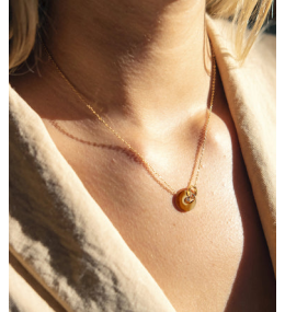 Le Collier Monica en acier PVD jaune et oxyde de zirconium ZAG bijoux, SNS18083-01WHT