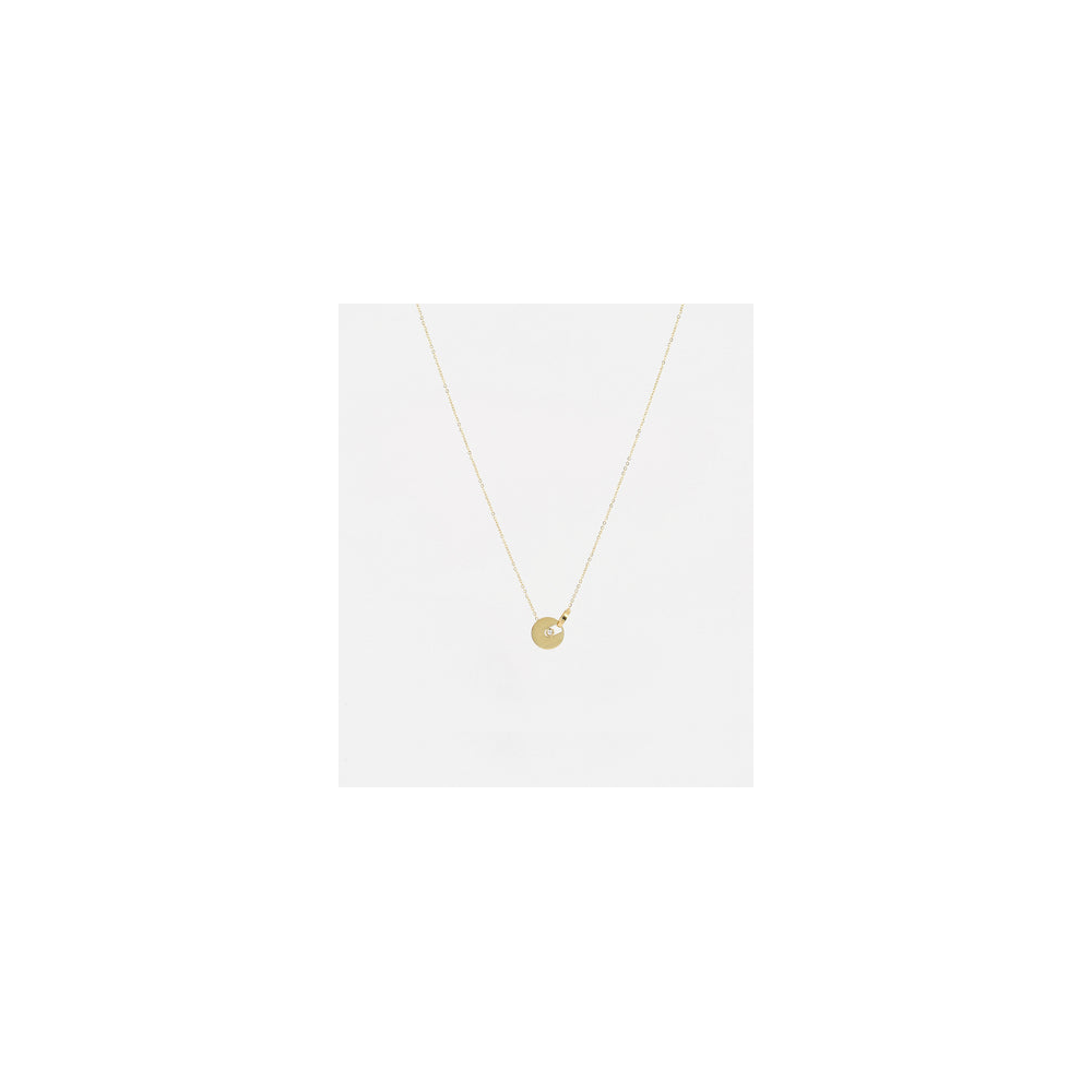 Collier Monica en acier PVD jaune et oxyde de zirconium ZAG bijoux, SNS18083-01WHT