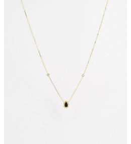 Collier Lux en acier PVD jaune, onyx noir et oxydes de zirconium ZAG bijoux, SNS18299-01BLK