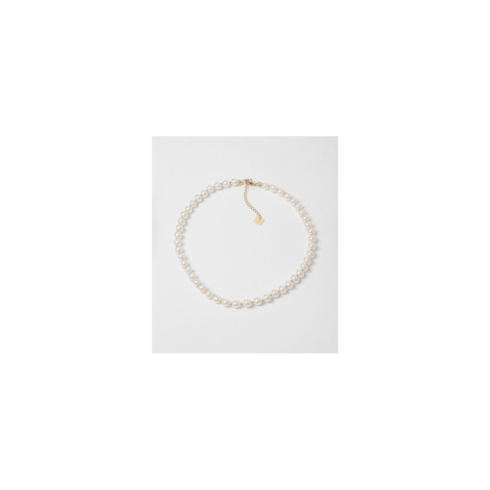 Collier Livia en acier PVD jaune et perles de verre nacrées ZAG bijoux, SNS21615-01SEL6