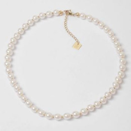 Le Collier Livia en acier PVD jaune et perles de verre nacrées ZAG bijoux, SNS21615-01SEL6