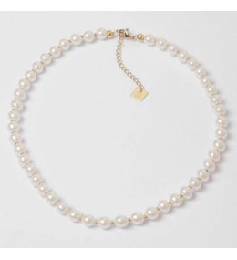Le Collier Livia en acier PVD jaune et perles de verre nacrées ZAG bijoux, SNS21615-01SEL6