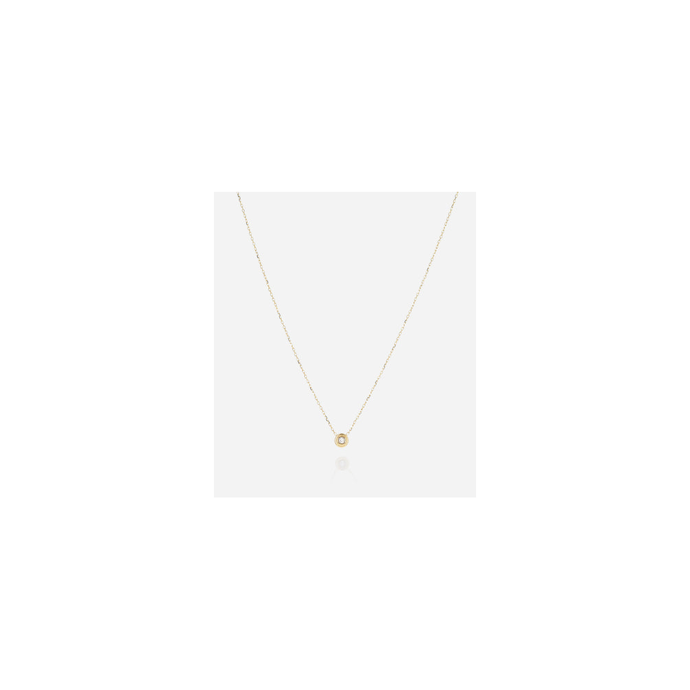 Collier Aiden en acier PVD jaune et oxyde de zirconium ZAG bijoux, SNS21946-01WHT