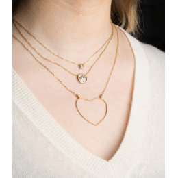 Le Collier Aiden en acier PVD jaune et oxyde de zirconium ZAG bijoux, SNS21946-01WHT