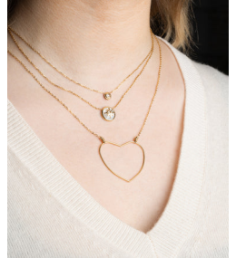 Le Collier Aiden en acier PVD jaune et oxyde de zirconium ZAG bijoux, SNS21946-01WHT