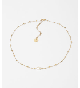 Collier Izia en acier PVD jaune et perle de culture ZAG bijoux, SNS22193-01SEL