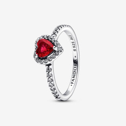La Bague Pandora, Coeur rouge surélevé, argent 925/1000, 198421C02.