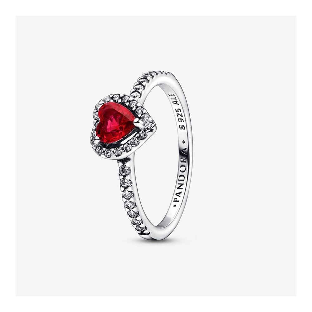 La Bague Pandora, Coeur rouge surélevé, argent 925/1000, 198421C02.