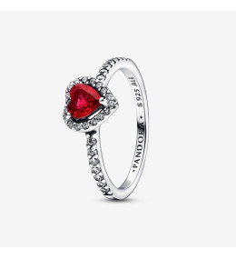 La Bague Pandora, Coeur rouge surélevé, argent 925/1000, 198421C02.