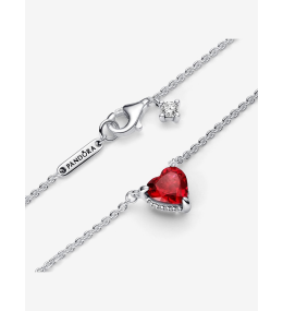 Le Collier Pandora, Pendant Halo Cœur Scintillant, en argent 925/1000, 392542C01-45