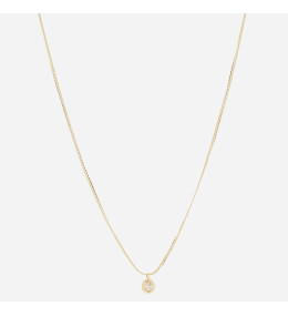 Collier solitaire serti clos en acier PVD jaune et oxyde de zirconium ZAG bijoux, SNS24291-01WHT