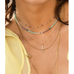 Le Collier Octavia en acier PVD jaune et pierres naturelles ZAG bijoux, SNS24553-01YEL