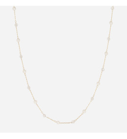 Collier Hinaku en acier PVD jaune et perles de culture et oxydes de zirconium ZAG bijoux, SNS24554-01WHT